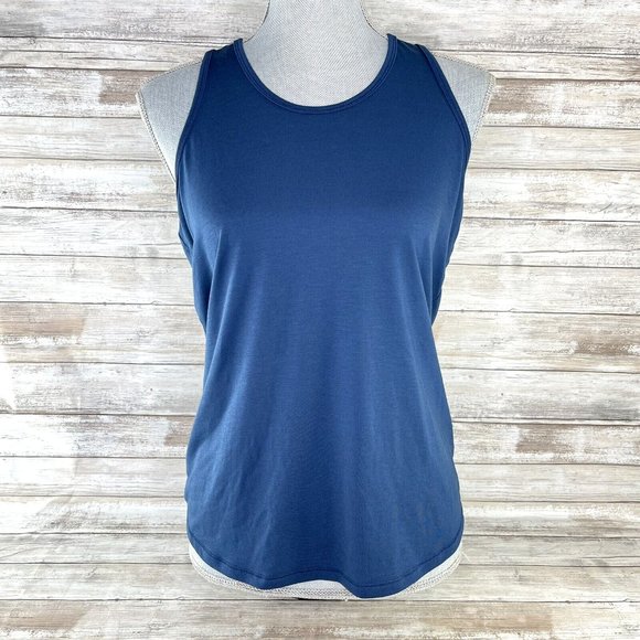 Athleta Tops - Athleta Essence Tie Back Size XS Navy Blue Open Back Tank Top 161342